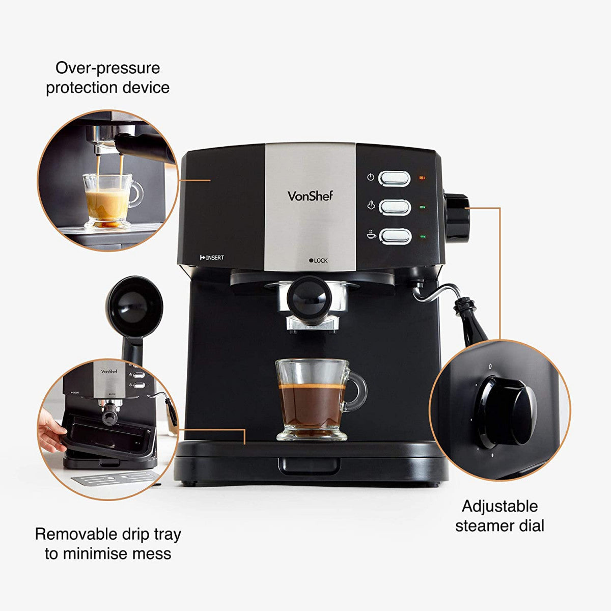 VONSHEF ESPRESSO KAVNI APARAT - coffeetime.si